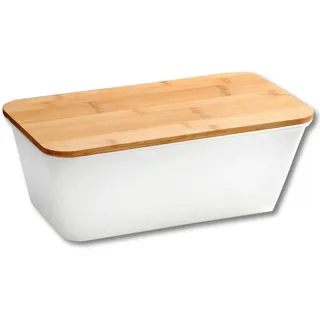 KESPER | Brotbox, Material: Kunststoff, Bambus, Maße: B: 35 x H: 13,5 x T: 20 cm, Farbe: Weiß, Braun | 58490