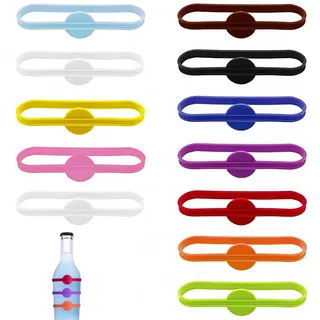 Ezranova Glasmarker, Packung mit 12 Glasmarkern, Trinkgläser, Weinmarker, Silikon-Weinglasmarker für Weinglas, Tassen, Trinkglas, Cocktailglas (bunt)