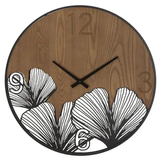 Mauro Ferretti Wanduhr, rechteckiges Holzgehäuse, Ø 60 x 2 cm, braun und schwarz - Braun