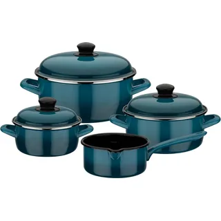 GSW Blue Shadow Topf-Set 4-tlg. Kochtopf 16 cm + Kochtopf 20 cm + Kochtopf 24 cm + Stielkasserolle 16 cm