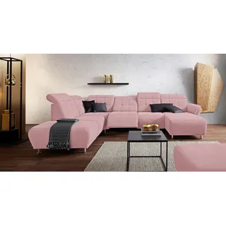 Home Affaire Wohnlandschaft »Manhattan U-Form« 2 Sitze mit elektrischer Relaxfunktion, verstellbare Armlehnen, rosa