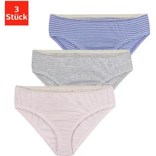 Vivance Bikinislip, (Packung, 3 St.), im Steifen-Design Vivance rosa-grau-gestreift, grau-meliert-gestreift, lila-grau-gestreift 134/140