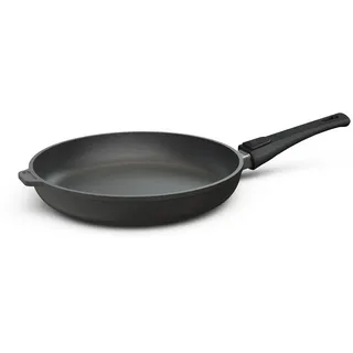 Hoffmann Bratpfanne 24 cm Induktion, Antihaft, ohne Deckel, Aluguss, abnehmbarer Griff, alle Herdarten, backofenfest, wiederbeschichtbar, spülmaschinenfest, verzugsfrei, Pfanne made in germany