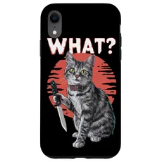 Hülle für iPhone XR Halloween Katze Messer Design Witzige Tier Katzen