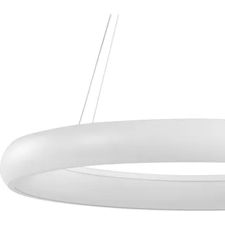 BELIANI LED Hängelampe Weiß Stahl u. Acryl ø 60 cm Rund Ringform mit Langem Kabel Modern für Flur Küche Esstisch Wohnküche Hohe Decken Innenräume - Weiß