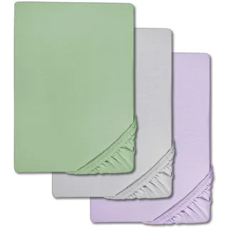 Sparpaket 3 Farben Spannbettlaken Microfaser Interlock-Jersey 90 x 190 - 100 x 200 cm (3 Stück)