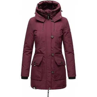 Navahoo Damen Winterjacke Langer Parka Warm Stepp Mantel mit Kapuze Freezestroorm Wine Gr: 36 - S - bordeaux