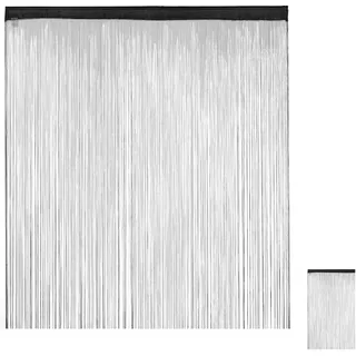 Relaxdays Fadenvorhang schwarz, kürzbar, Tunneldurchzug, für Türen & Fenster, waschbar, Fadengardine, 145x245 cm,