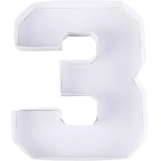 Alnicov Nachfüllbare Geburtstagsdekorationen Aus Pappzahlen. Leichtes Süßigkeitentablett Aus Pappmaché, Tischdekoration Für Partys, Für Blumen, Schokolade, Macarons Und Süßigkeiten (Zahl 3)