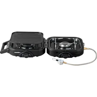 Cobb KaminX klappbarer Gaskocher (2-flammig, Grillplatte, Schwarz) 240020 - Silber
