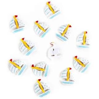 Segelboot Streudeko, 12 Stück: Mini Boote, Maritime Deko, Tischdeko Flach, Dekoration Badezimmer Maritim, Holzdeko Innen, Maritimdeko Bad, Sommer, Strand & Meer, Mit Klebepunkt, Segelschiff, 2,5 cm