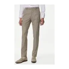 Mens M&S Collection Schmal geschnittene Hose mit Hahnentrittmuster - Multi/Neutral, Multi/Neutral, 76cm (UK 30)