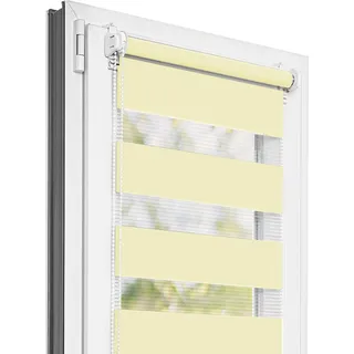 Estika Doppelrollo Klemmfix - 130 x 150 cm - Hellgelb - Duo Rollo ohne Bohren - Hellgelb