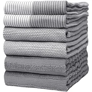 Bumble Towels Bumble Küchenhandtücher - Geschirrhandtücher Handtücher Baumwolle – 6er Pack – XL Größe 50 x 70 cm – Edle, Weiche und Robuste Ringspinnbaumwolle in 3 Verschiedenen Texturen (Grau)