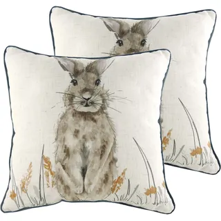 Evans Lichfield Oakwood Hase Twin Pack Feder gefüllte Kissen, Multi, 43 x 43cm, 2