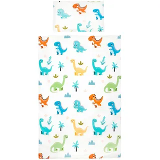 TAMEOLIE Kinderbettwäsche 100x135cm, Baumwolle, Wendemotiv Dinosaurier/Dino, 100% Baumwolle Öko Tex Standard, Dinosaurier Bettwäsche Jungen, Kinder Baby Kleinkind Bettwäsche-Set