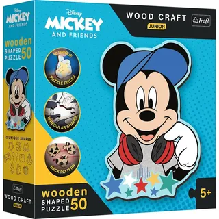 TREFL Wood Craft Junior Puzzle In der Welt von Mickey Mouse 50 Teile
