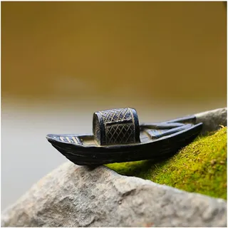 Uziqueif Mini Zen Garten Statue Accessoires, Miniaturharz Handwerk Kleines Boot Pagode Brücke Buddha Figur für Landschaft Ornament DIY Puppenhaus Garten Dekor Heimdekoration,Boat