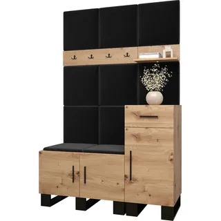 Garderobe ARTIN Set 5 mit gepolsterten Paneelen Industrial Design - Braun