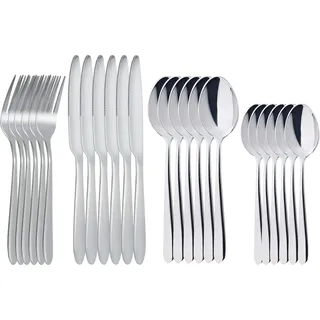 RETON Besteck Set für 6 Personen - Edelstahl Gabel, Messer, Löffel - Camping Cutlery Set für Zuhause/Party/Restaurant - Spülmaschinenfest