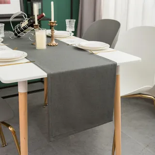 Simurq Tischläufer Modern | Abwaschbar, Wasserabweisend, Lotuseffekt | Outdoor, Pflegeleicht | Anthrazit | Table Runner Tischband (Anthrazit, 30x140 cm)