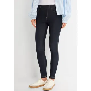 Leggings BONPRIX, Damen, Gr. 52/54 (XXL), N-Gr, blau (blau stone), Obermaterial: 70% Baumwolle, 25% Polyester, 5% Elasthan, skinny fit, Hosen Leggings, Skinny Fit, mit Eingrifftaschen und Gesäßtaschen, mit Gummizug