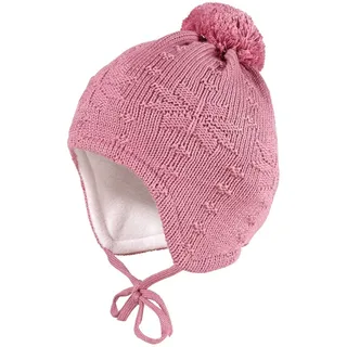 Strickmütze MAXIMO, Jungen, Gr. 49, rosa (altrosa), Obermaterial: 100% Baumwolle. Futter: 85% Baumwolle, 15% Polyamid, Mützen Strickmütze, mit Norwegerstern, Pompon und Bindeband