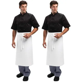 Whites Kochbekleidung Taillenschürze in normaler Länge, Weiß, Material: Poly-Baumwollmischung, Größe: 915(B) x 762(L) mm - Profi Küche, Schürze für den Servicebereich im Restaurant, für Zuhause, A501