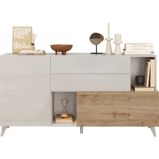 CALICOSY - Sideboard 2 Türen, 2 Schubladen, 2 offene Fächer und 2 Regale B181 cm - MALA - Weiß
