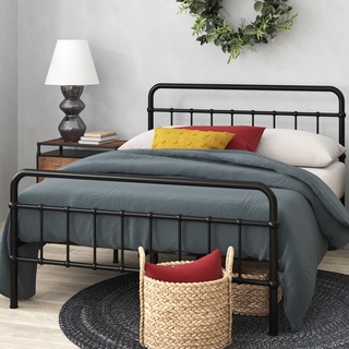 Zinus Florence Bett 90 x 190 cm – 30 cm hoch – Einzelbett – Plattform-Bett aus Metall mit Kopfteil und Fußteil – Schwarz