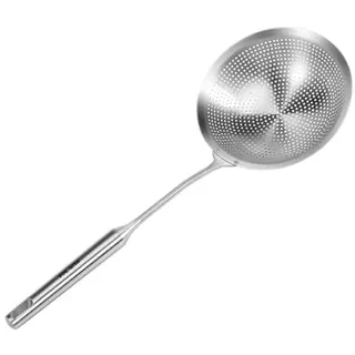 Povxlum Schaumlöffel Edelstahl 46.5 * 18cm, Schöpfkelle Suppenkelle Schaumkelle Edelstahl, Schöpflöffel mit Löchern für Nudeln,Heißer Topf, Frittiertes Essen