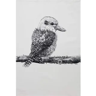 Maxwell & Williams Marini Ferlazzo Geschirrtuch mit Tiermotiv Kookaboora 100% indische Baumwolle, weiß, 50 x 70 cm