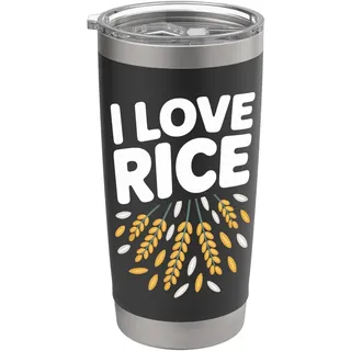 Ich liebe Reis-Enthusiastisches Statement-Design Doppelwandiger Edelstahl-Thermobecher