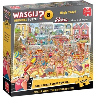 JUMBO Spiele Wasgij Retro Original 8 - Flut! 1000 Teile, Wimmelbild Puzzle für Erwachsene, Escapepuzzle