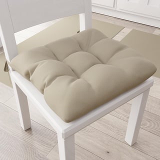 PETTI Artigiani Italiani - Kissen für Küchenstühle, Set mit 6 Kissen für Küchenstühle, Stuhlhussen aus Baumwolle mit Bändern, Taupe, 100% Made in Italy