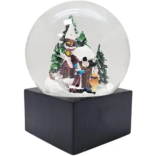 Minium Collection 20120 Schneekugel Weihnacht Stimmung Winterspaziergang auf Sockel schwarz, Durchmesser 100mm