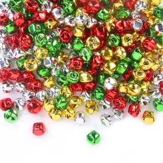 Augshy Jingle Bells, Weihnachtsglocken, Hundeglocken, 15 mm, 200 Stück | Weihnachtsglocke mit Hundeglocke, goldfarben, silberfarben, rot, grün, für Weihnachten, Zuhause und als Haustierdekoration