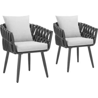 Tectake Lugano Gartenstuhl 61 x 60 x 73 cm schwarz 2 St.
