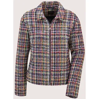 Jackenblazer MADELEINE "Tweedblazer Moderner Kurzblazer mit Zipper", Damen, Gr. 46, schwarz (schwarz, rubinrot, multicolor), Obermaterial: 85% Polyester PES. 5% Baumwolle CO. 5% Polyacryl PAN. 5% Viskose CV., Modern, Blazer Jackenblazer, Edler Multicolour-Tweed