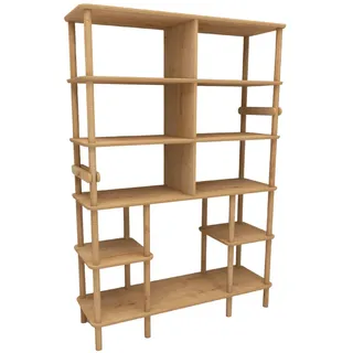 Hanah Home Modernes Eichenregal, 120 cm x 174 cm x 30 cm, 100% MDF, Holzbeine, Tragkraft 15 kg | Skandinavisches Design, zerlegt