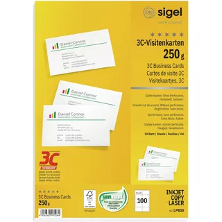 Sigel LP800 bedruckbare Visitenkarten 3C, 85x55mm A4)