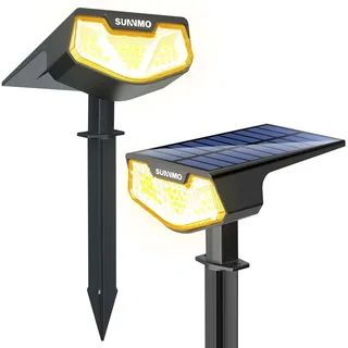 SUNNMO Solarlampen für Außen Garten, Solarstrahler für Außen sehr Hell 32 LED, Solarleuchten Garten Winterfest IP65 Wasserdicht, Gartenbeleuchtung Solar Gartenleuchten Strahler 3000K Warmweiß, 2 Stück