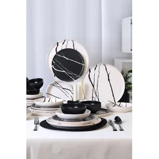 Keramika Geschirrset - Keraart Marble - 24 teilig - 6 Personen - Steingut - Bunt