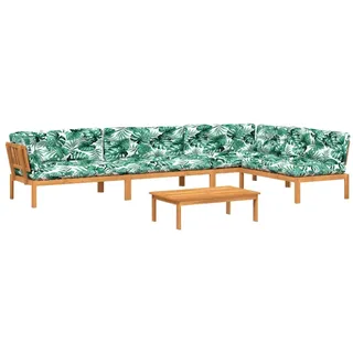 SYFAXTM 5-tlg. Garten-Sofagarnitur aus Paletten mit Kissen Akazienholz - Braun, Bunt