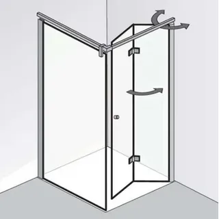 HSK Atelier Plan Drehfalttür für Seitenwand, Maße: 120,0 cm x 200,0 cm, Anschlag Rechts, 17788120-R-41-120, Duschkabine: Chromoptik: Echtglas TwinSeal