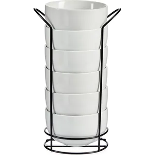 Müslischalen Set 7 tlg. weiss Ständer 650ml Dessertschale Müslischüssel 90401 - Weiß