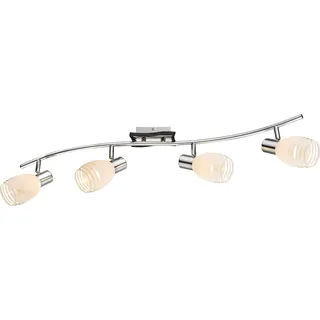 Globo Lighting Strahler Metall verchromt, MDF Wenge, Glas opal, satiniert, LxBxH: 830x295x160mm, exkl. 4x E14 40W 230V - Silber