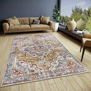 HANSE HOME Strozzi Kurzflorteppich 57 x 90 cm Beige/Blau