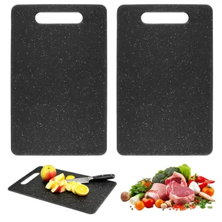 2 Stücke Schneidebretter Rutschfeste, 25×15cm Schneidebretter Kunststoff In Granit Optik, Rutschfeste Griffe Cutting Board für Haushaltsküche, Bar, Hotel, Restaurant, Grillen, Camping, Picknick