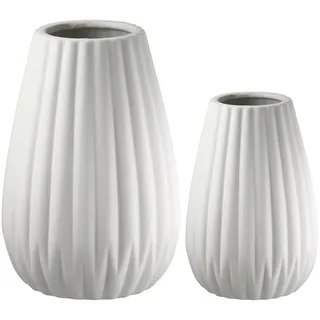Gilde Casablanca by GILDE »2tlg. Set Vase Piega weiß H.17 cm«, weiß,